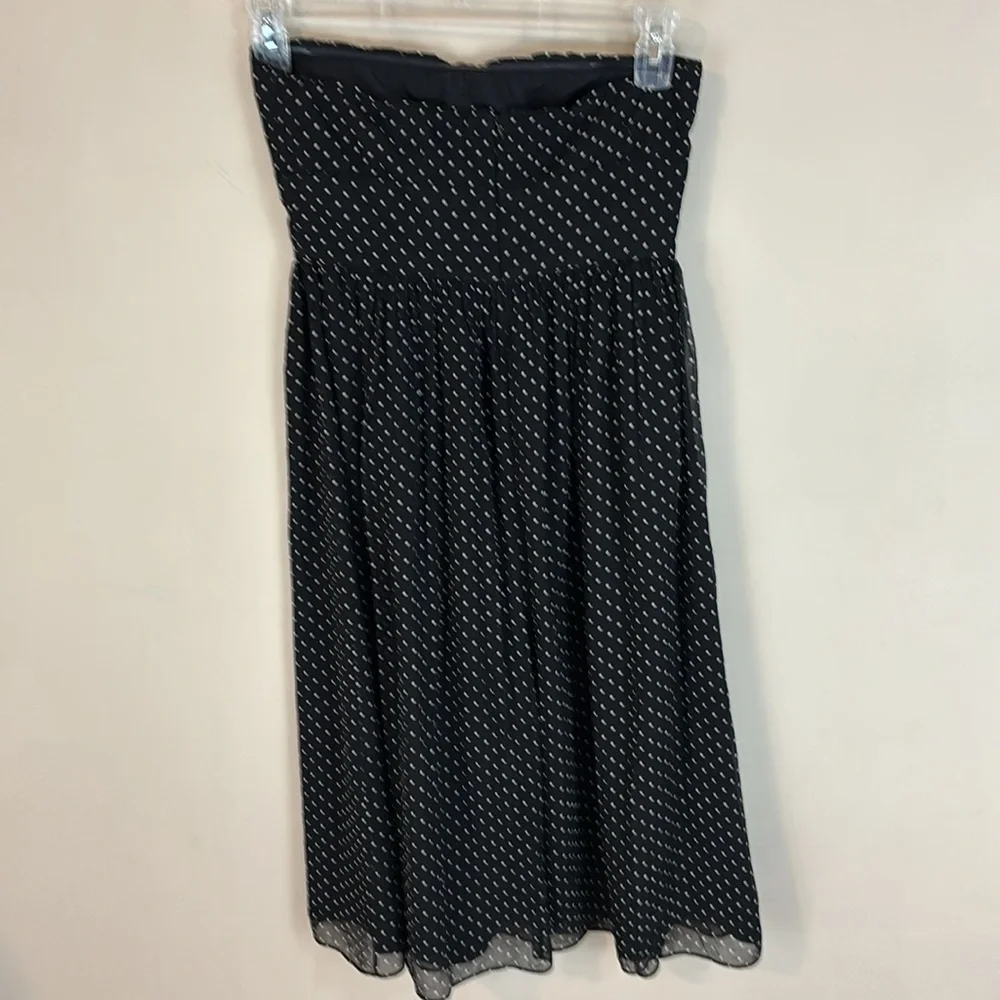 J Crew Black and White Polkadot Silk  Strapless Dress Size 4
